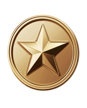 Gold Star Award Medal on Transparent Background png