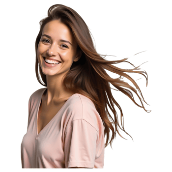 Smiling Young Woman with Healthy, Shiny Hair Ideal for Beauty Advertisements png
