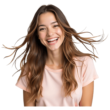 Beautiful Woman with Flowing Hair Perfect for Beauty and Hair Care Marketing png