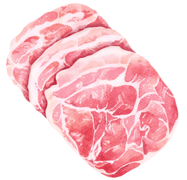 Sliced Wagyu beef.Painted with watercolor.Sliced pork.Food ingredients png