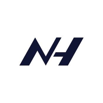 NH letters logo, monogram on white vector