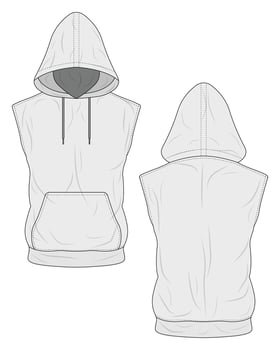 White sleeveless hoodie sweater mockup vector