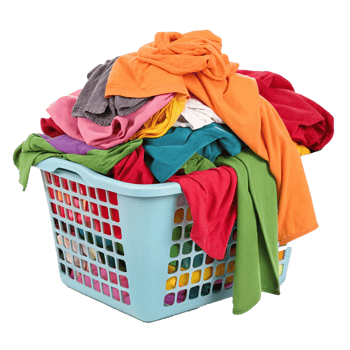 A colorful laundry basket isolated png