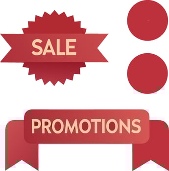 Red Sale and Promotions Banners with Circular Elements Graphic Design vector