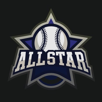 Awesome Baseball All Star Team Logo Design with Star and Ball Graphic vector