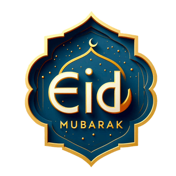 Beautiful Eid Mubarak Typography for Festive Designs with transferred background png