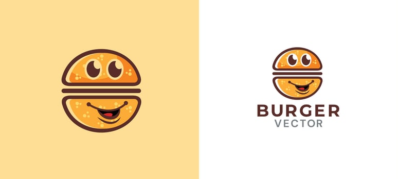 Smile burger shop logo art vector