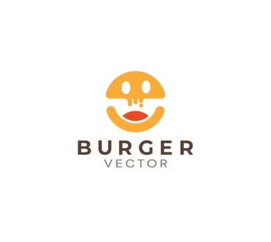 Smile burger shop logo design vector