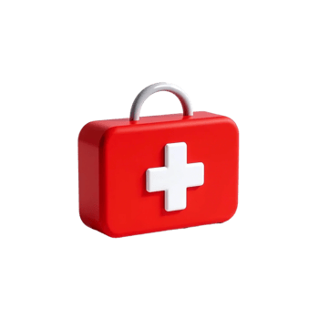 Red First Aid Kit with White Cross png