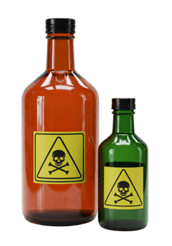 Warning labels on bottles for hazardous substances png