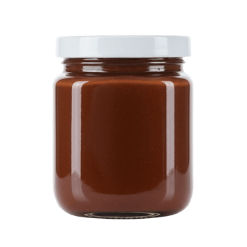 Rich chocolate brown creamy spread in a jar png