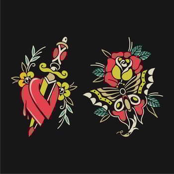 retro tattoo pattern designs, available for personal or commercial use vector