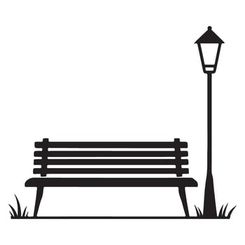 Park Bench with Lamp Post Silhouette Graphic Element vector