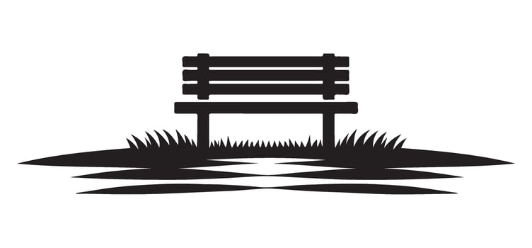 Simple Park Bench with Grass Silhouette Graphic Illustration vector