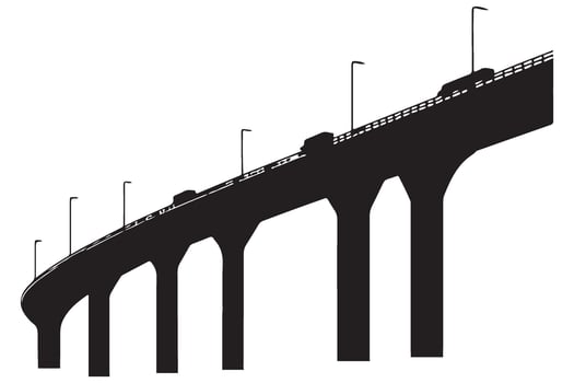 Silhouette Image Of Bridge Elevated Roadway Transportation Design vector