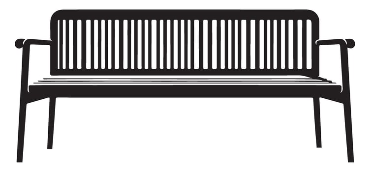 Stylish Outdoor Bench Silhouette with Back and Armrests vector