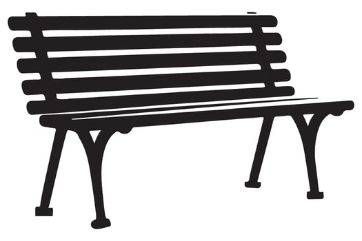 Silhouette Park Bench with Wooden Slats and Metal Legs vector