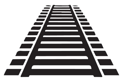 Forward Perspective Black Train Track Silhouette Illustration Design vector