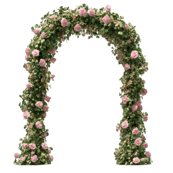 Floral Green Archway with Flowers on transparent background png