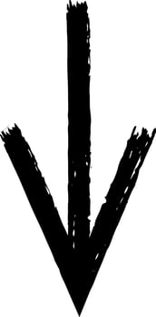 Black textured arrow pointing down, hand drawn with chalk on a white background, adding a touch of organic and handcrafted aesthetic to any project vector