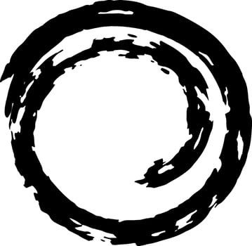 Thick double black circle drawn with a brush is isolated on white background, creating a zen symbol, perfect for various graphic design projects vector