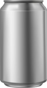 Photorealistic metallic aluminum beverage can mockup visualizing a product packaging, ideal for showcasing designs and branding on a sleek and modern container, isolated on white background vector