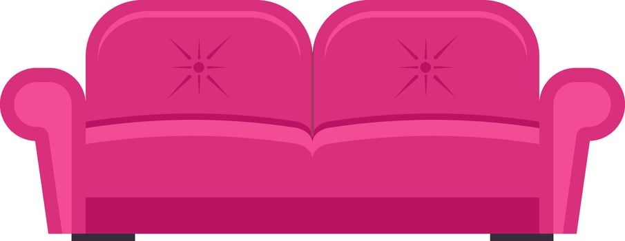 Comfortable pink sofa with decorative stitching adding a touch of elegance and style to any living room or lounge area, creating a welcoming atmosphere for relaxation vector