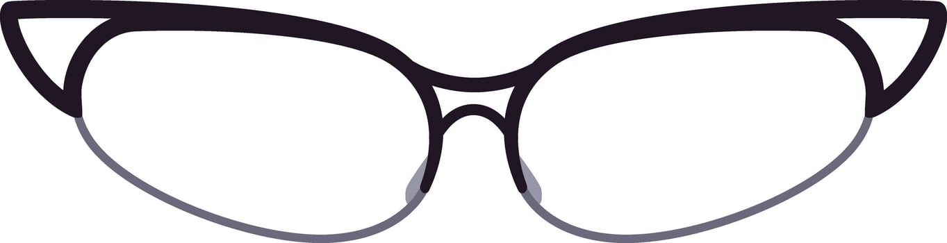 Cat eye glasses featuring thin temples and transparent lenses rest elegantly on a clean white background, embodying a stylish and retro aesthetic perfect for any fashion forward look vector