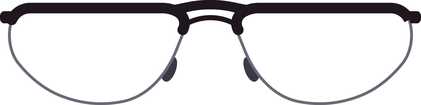 Rimless eyeglasses featuring a sleek black top frame are showcased against a white backdrop, presenting a stylish and minimalist eyewear design vector
