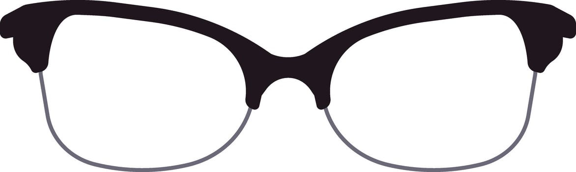 Cat eye glasses with black frame and transparent lenses represent a timeless fashion accessory, combining retro elegance with modern style for a sophisticated and chic look vector