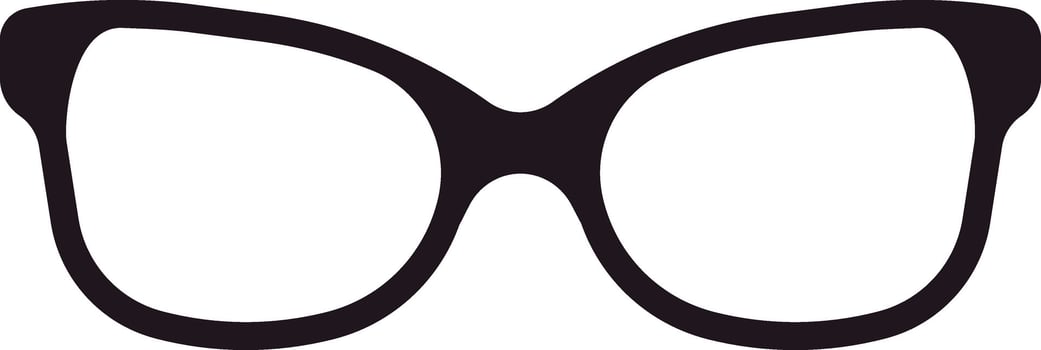 Simple black cat eye glasses frame icon represents fashion, eyesight correction, and personal style, isolated on a white background, perfect for visual aids or fashion related projects vector