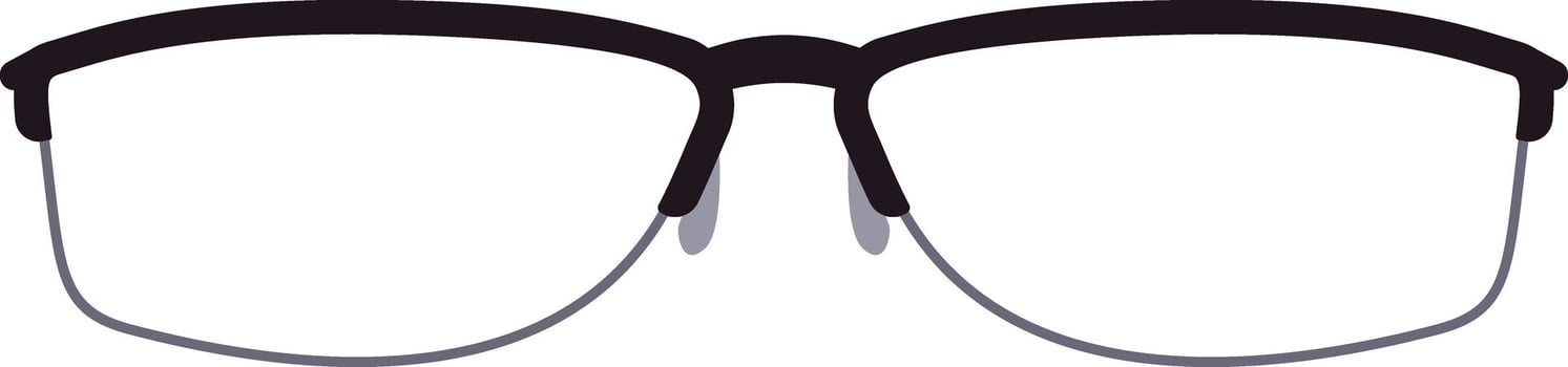Stylish eyeglasses with black rims and clear lenses represent vision correction, fashion, and personal style, enhancing one's appearance and improving eyesight vector