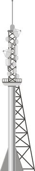 Telecommunication tower with various antennas and satellite dishes is transmitting data, ensuring seamless communication and connectivity in modern world vector