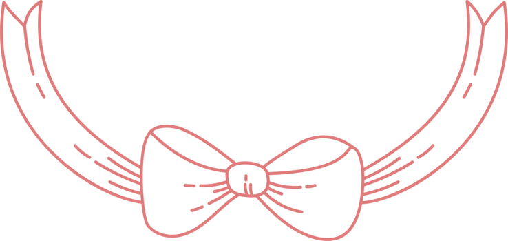 Vintage Outline Ribbon Bow. Whimsy Girly Vibe png