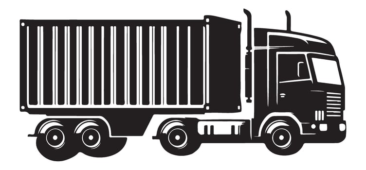 Silhouette Truck with Shipping Container Illustration for Logistics Services vector