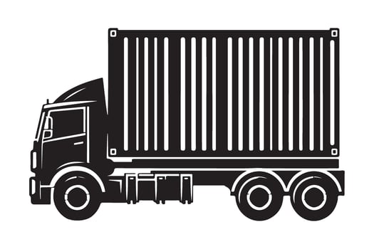 Silhouette Semi Truck with Container Illustration for Delivery vector