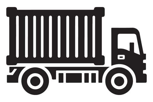 Black Truck with Shipping Container Silhouette Illustration vector