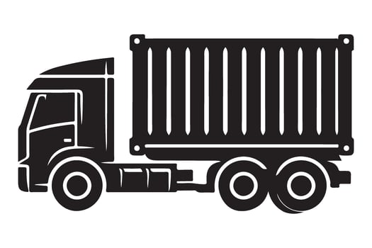 Silhouette semi truck hauling cargo container illustration design vector