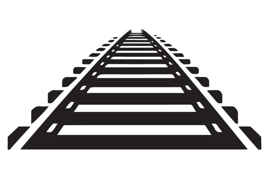 Forward Perspective Railway Tracks Silhouette For Train Routes vector