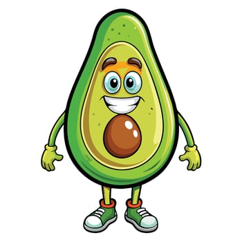 Cartoon avocado with a happy face and wearing shoes vector