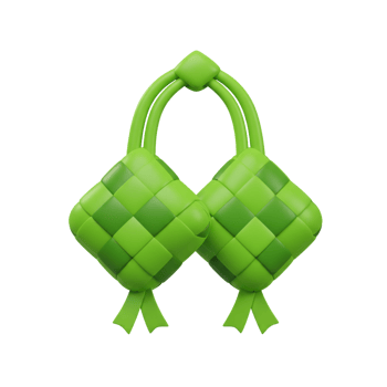 Festive green ketupat decorations png