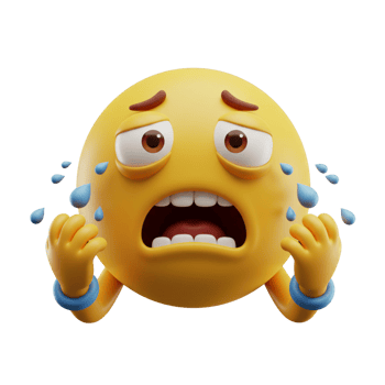 Crying Yellow Emoji with Distressed Facial Features png
