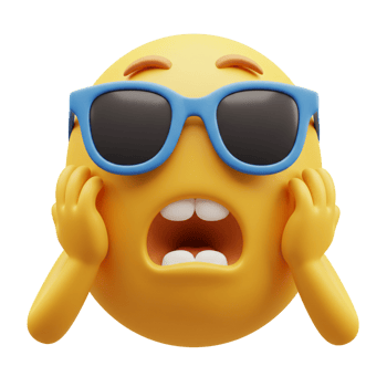Surprised Yellow Emoji with Sunglasses and Shock png