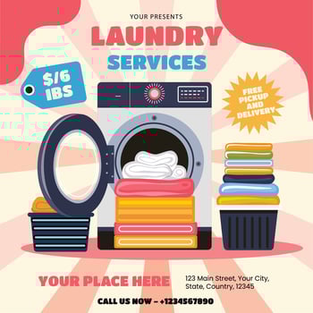 illustration of laundry service flyer poster template design vector