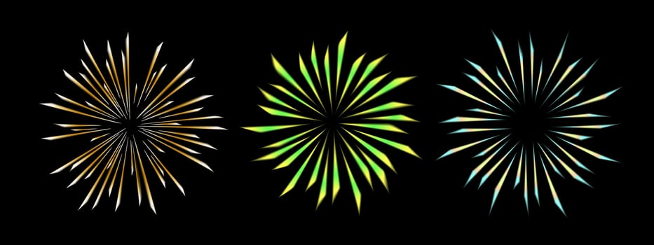 Comic rainbow lines of movement with a radial focus for effects with high energy. comic high speed rays, design for manga and anime graphics on a black background vector