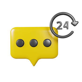3D Yellow Chat Bubble with Black Dots png