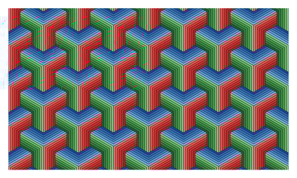 Colorful Isometric Geometric Pattern with Optical Illusion Effect vector