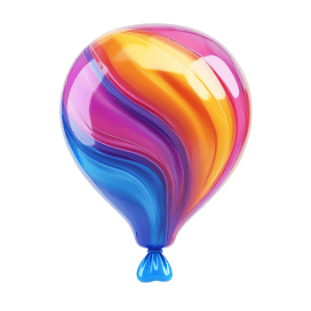 A vibrant illustration of a stylized colorful hot air balloon png