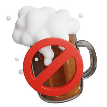 a beer mug with a no alcohol sign on it png