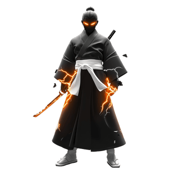 A mysterious person in a black robe holding electric energy png